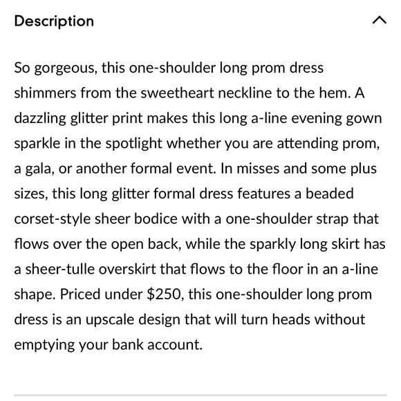 BRAND NEW WITH TAGS IN BOX PROMGIRL Glitter Print One Shoulder Long Prom Dress - Picture 4 of 5